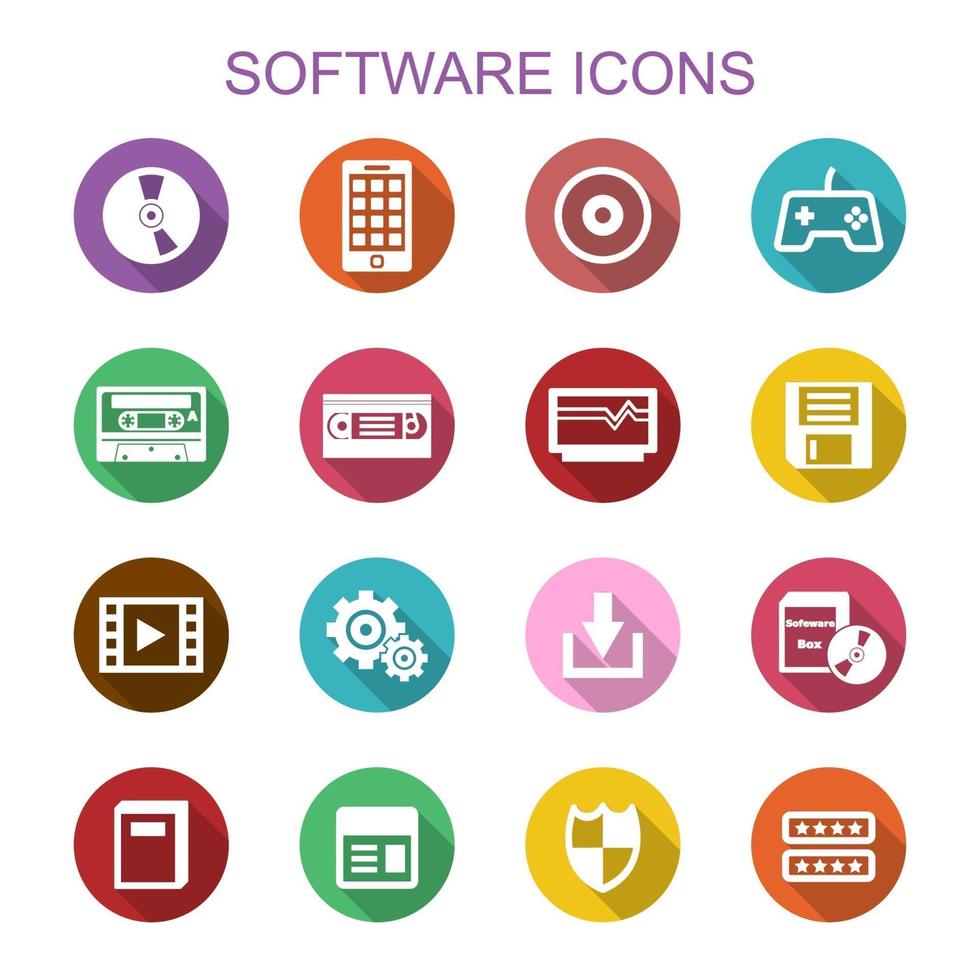 software long shadow icons vector