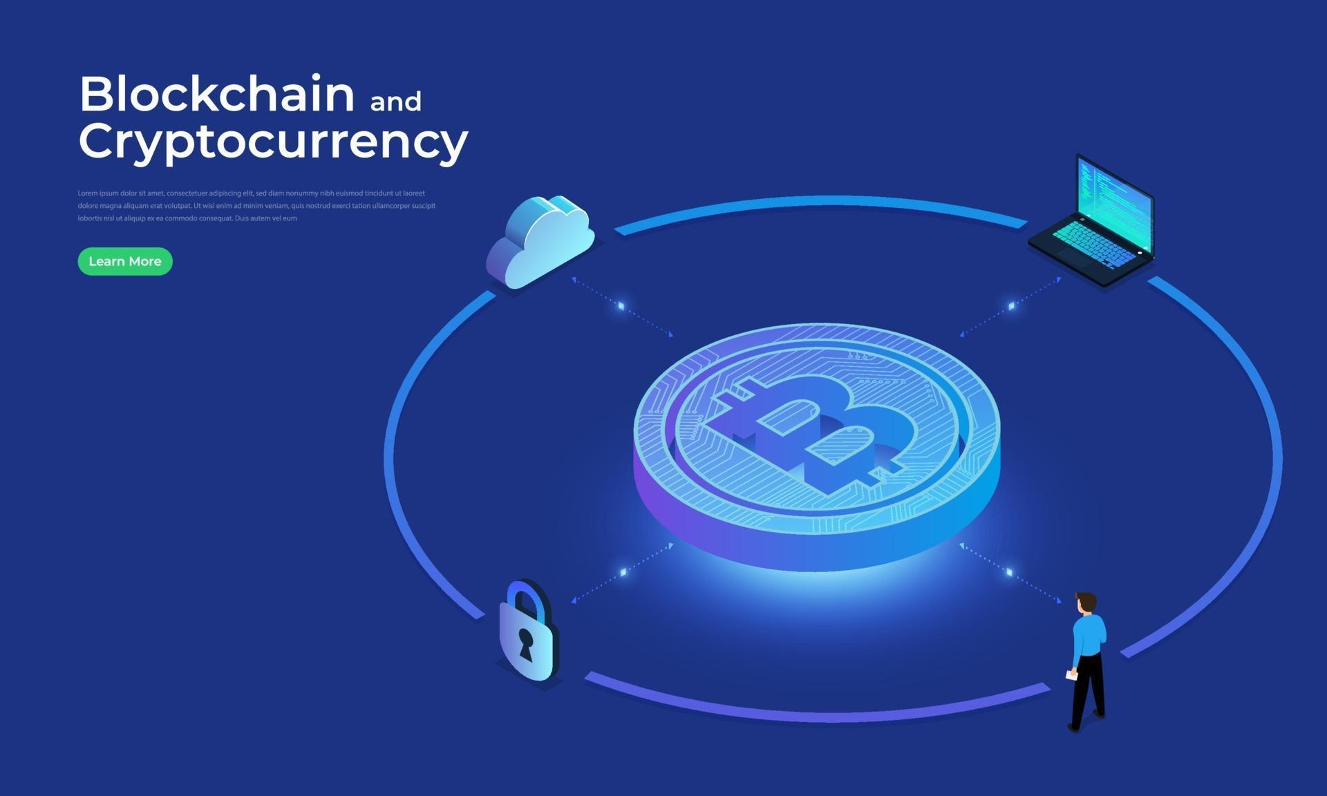 Blockchain and cryptocurrency concept 2180157 Vector Art ...