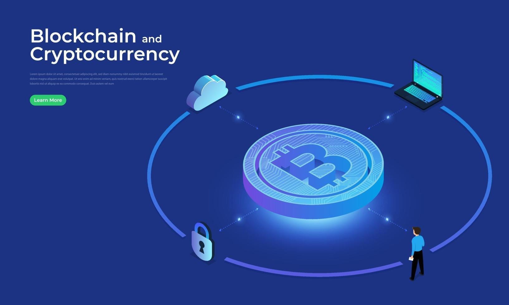 Blockchain and cryptocurrency concept vector