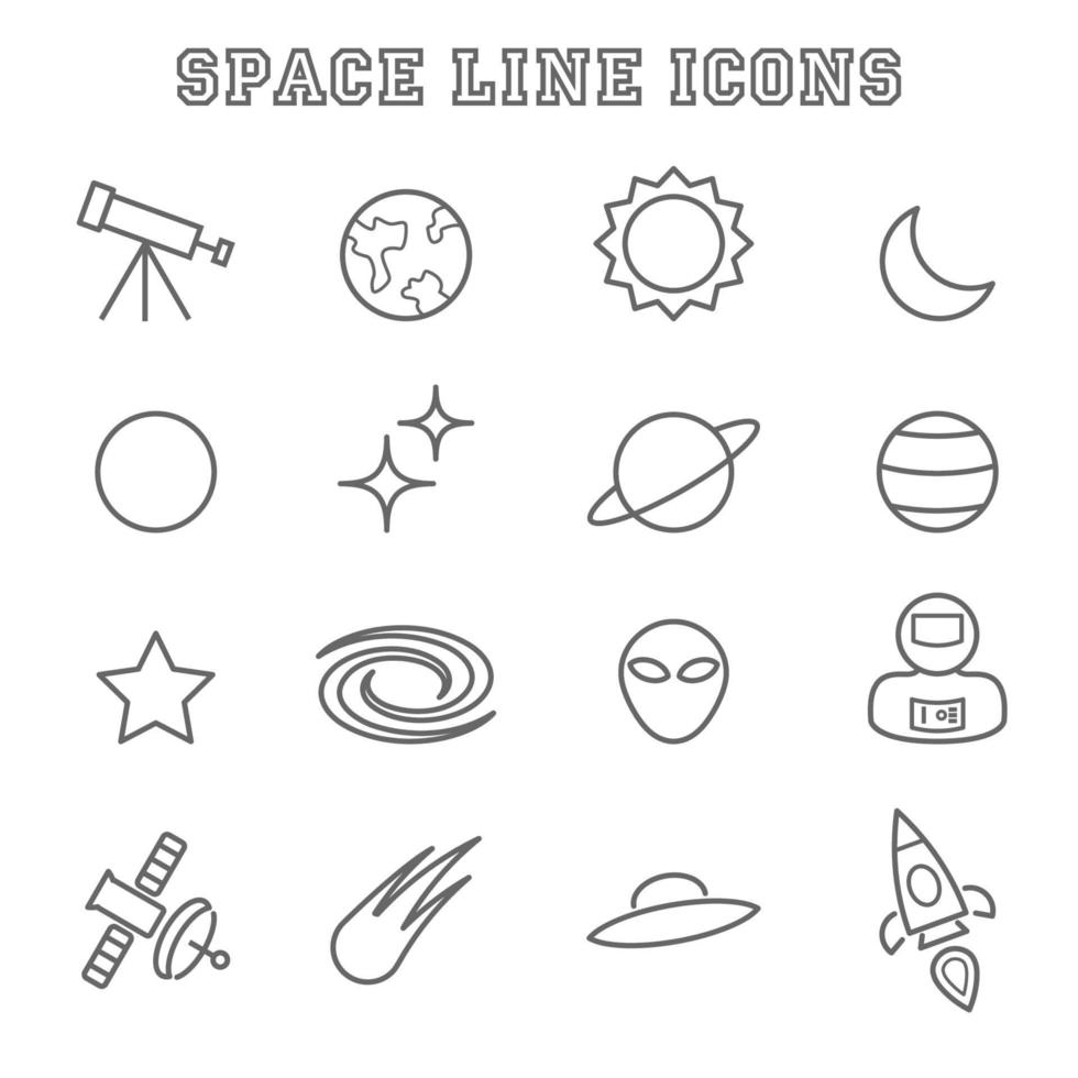 iconos de línea espacial vector