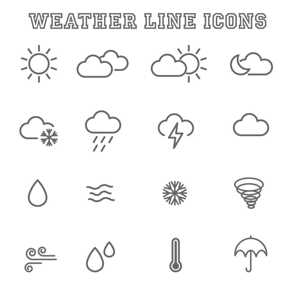 weather line icons vector