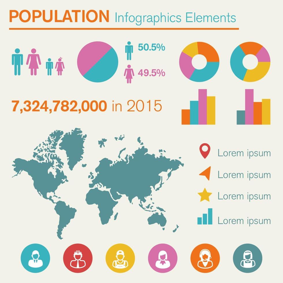 population infographics elements vector