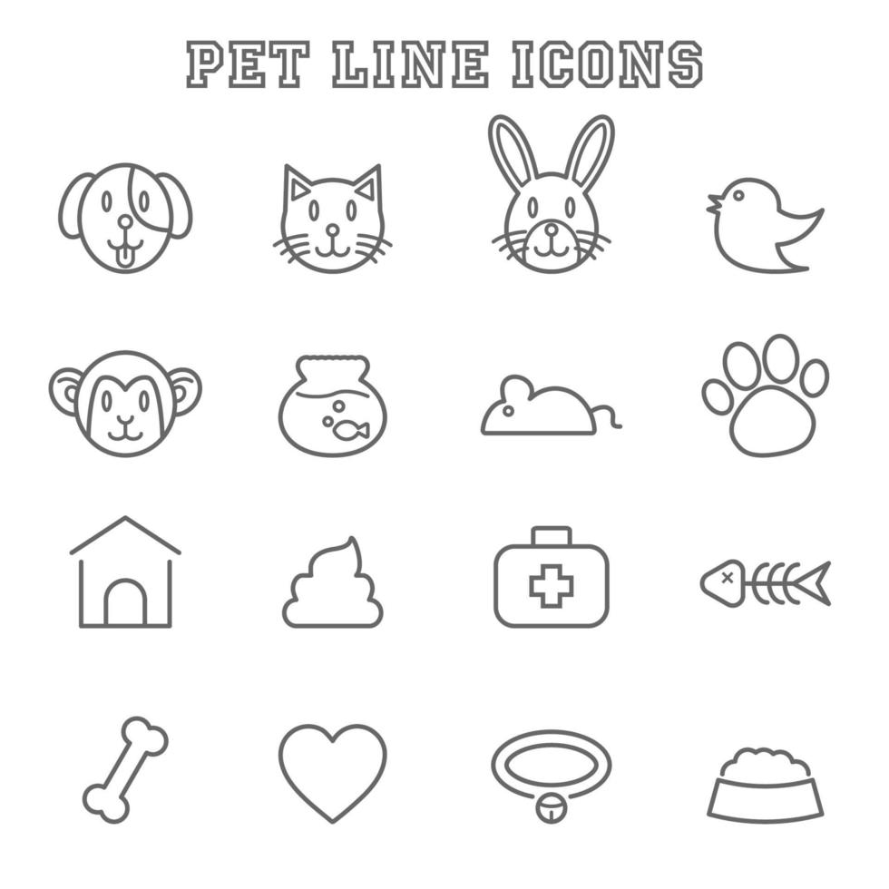 pet line icons vector