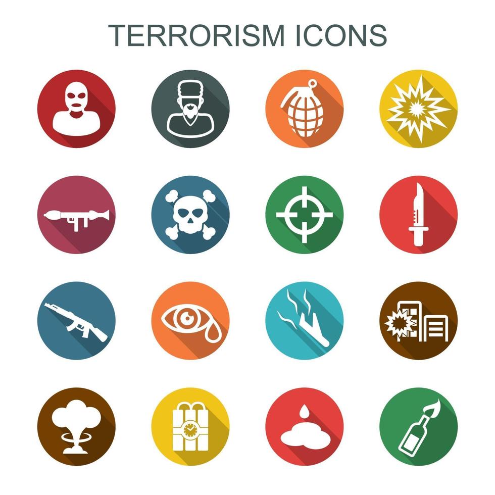 terrorism long shadow icons vector