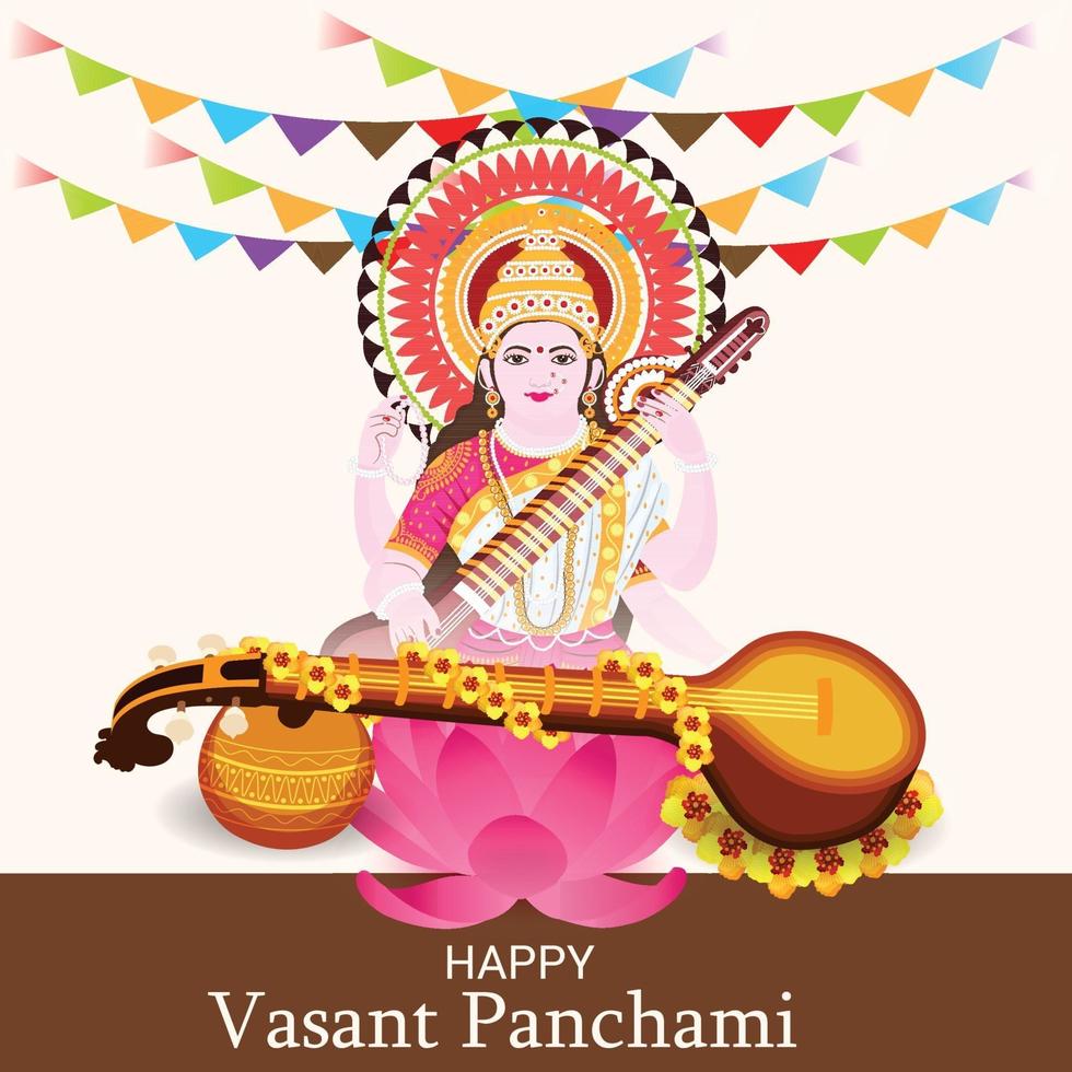 Vector illustration of a Background for  Goddess Saraswati for Vasant Panchami Puja.
