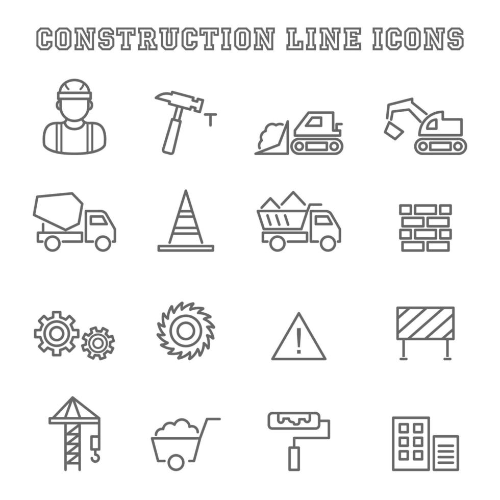 iconos de línea de construcción vector
