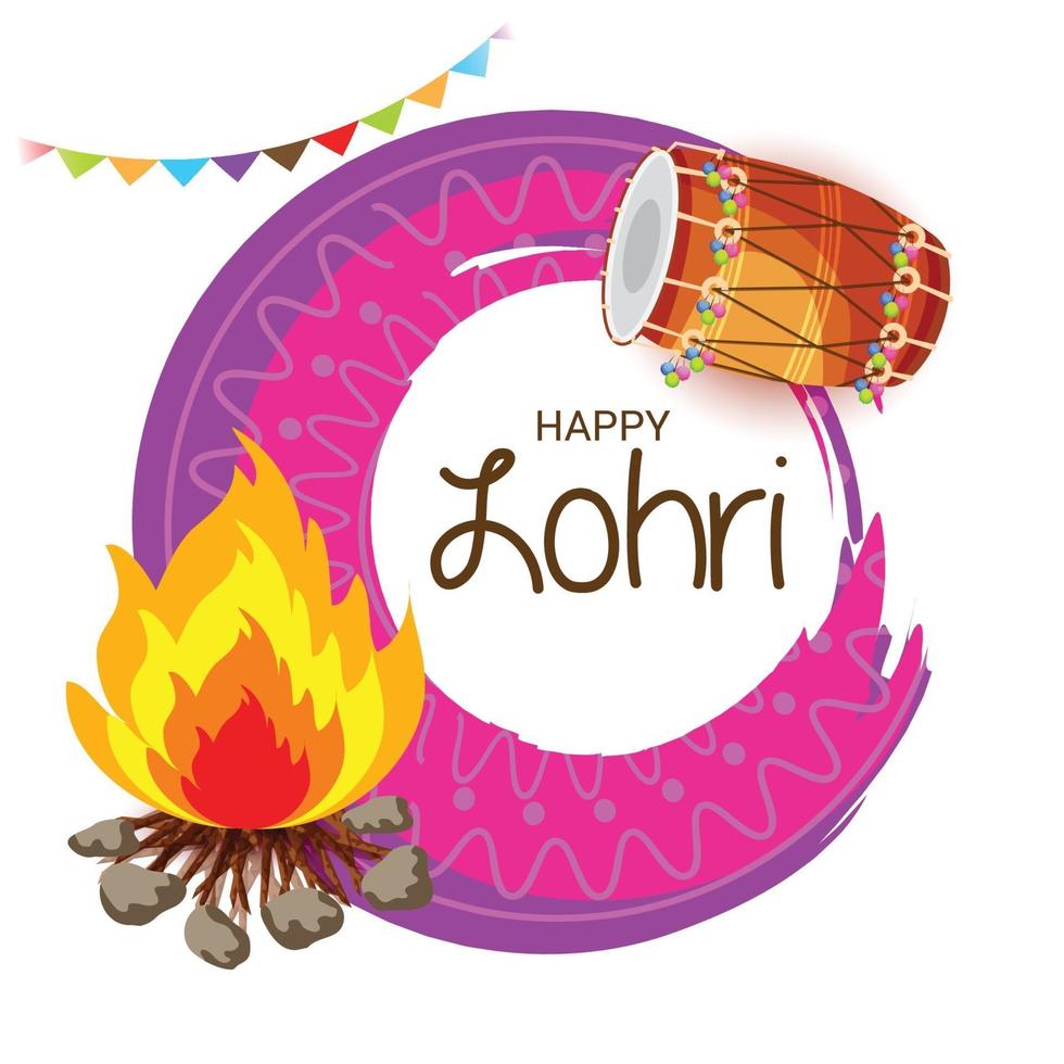 ilustración vectorial de un fondo para la plantilla de vacaciones felices lohri para el festival punjabi. vector