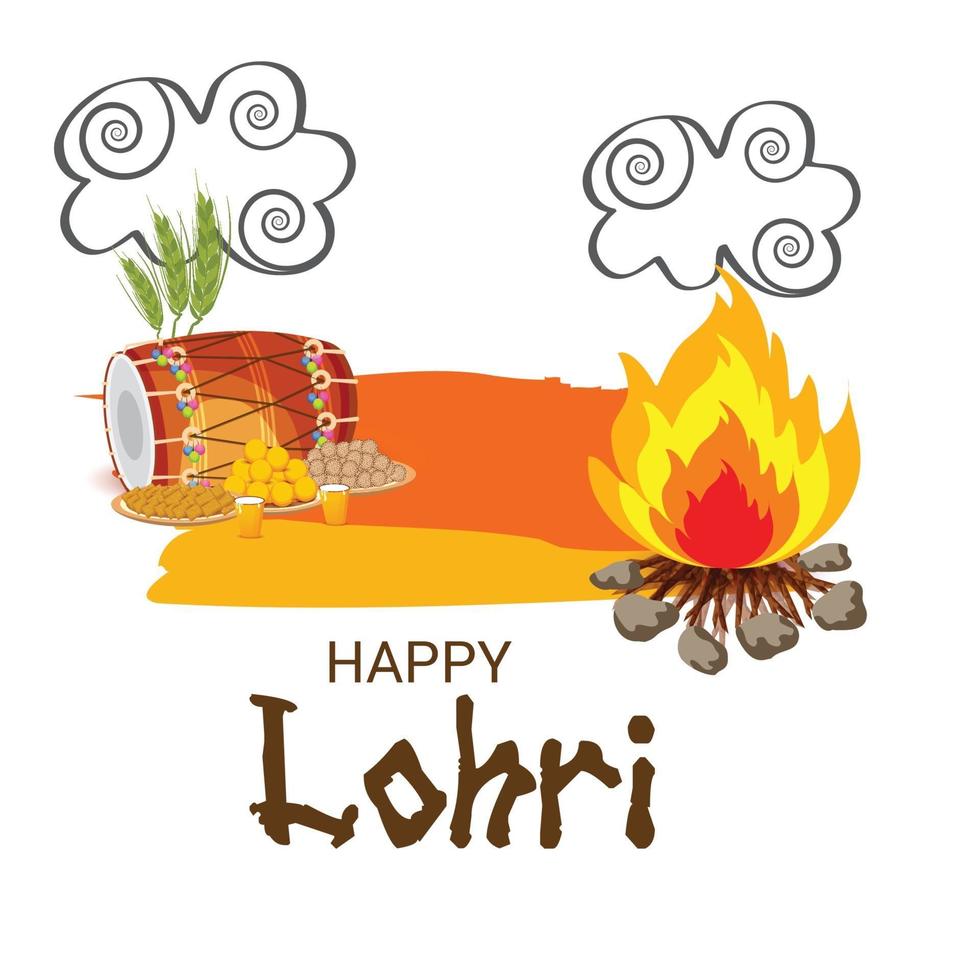 Vector illustration of a Background for Happy Lohri holiday Template for Punjabi Festival.