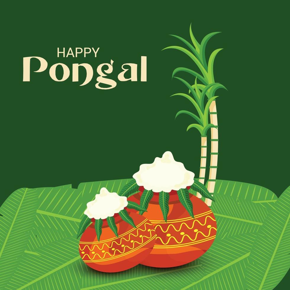 Ilustración vectorial de un fondo para el festival de la cosecha de la fiesta de pongal feliz de Tamil Nadu, India del Sur vector