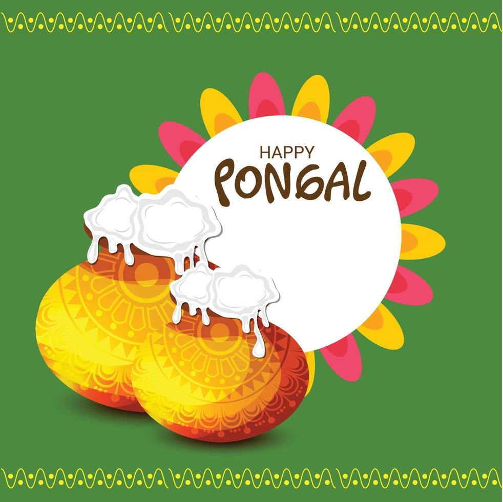 Ilustración vectorial de un fondo para el festival de la cosecha de la fiesta de pongal feliz de Tamil Nadu, India del Sur vector