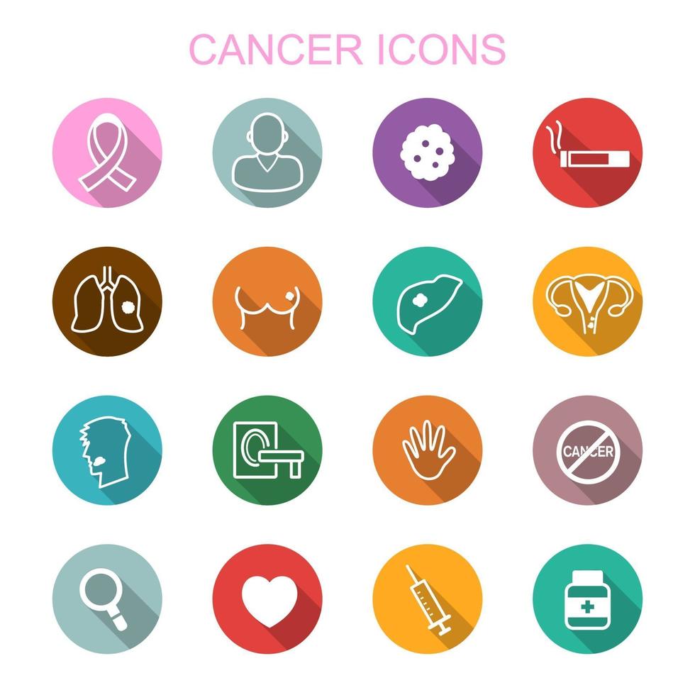 cancer long shadow icons vector