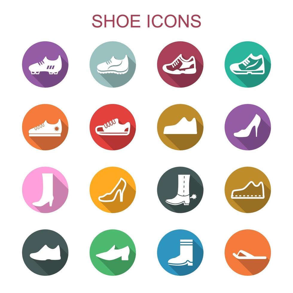 iconos de zapato larga sombra vector