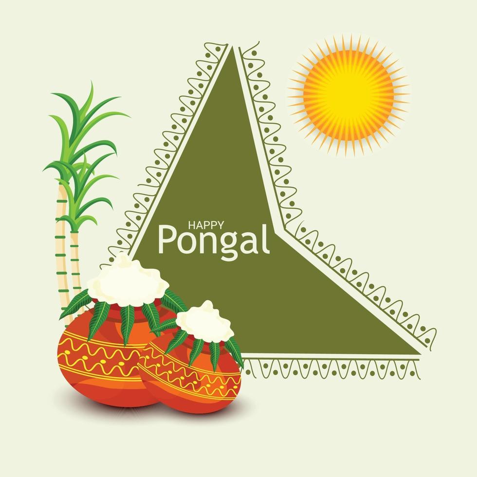 Ilustración vectorial de un fondo para el festival de la cosecha de la fiesta de pongal feliz de Tamil Nadu, India del Sur vector