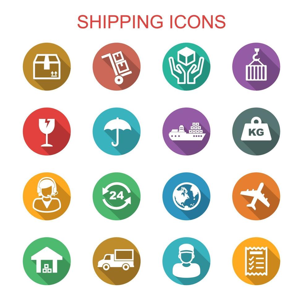 shipping long shadow icons vector