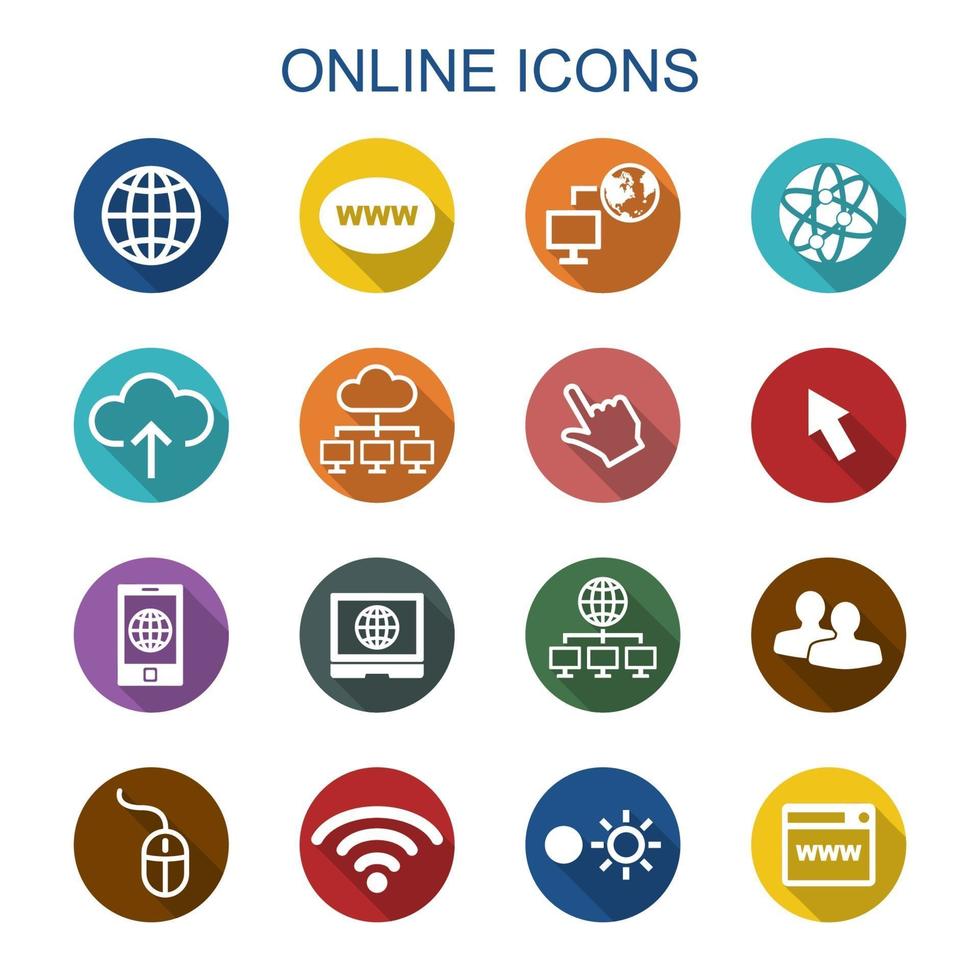 online long shadow icons vector