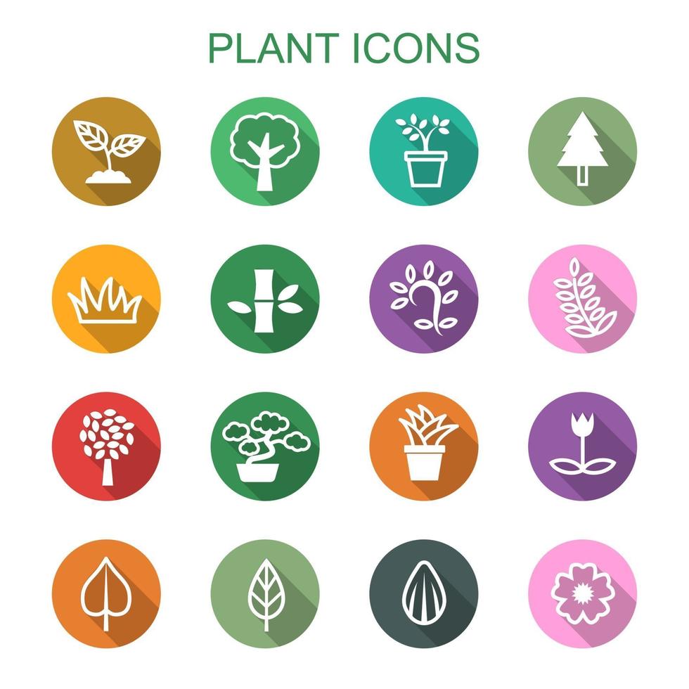 plant long shadow icons vector