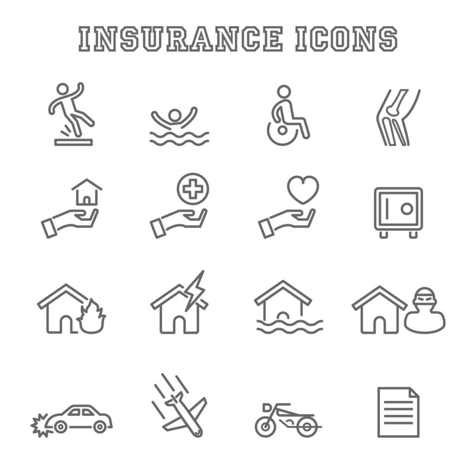 insurance line icons vector