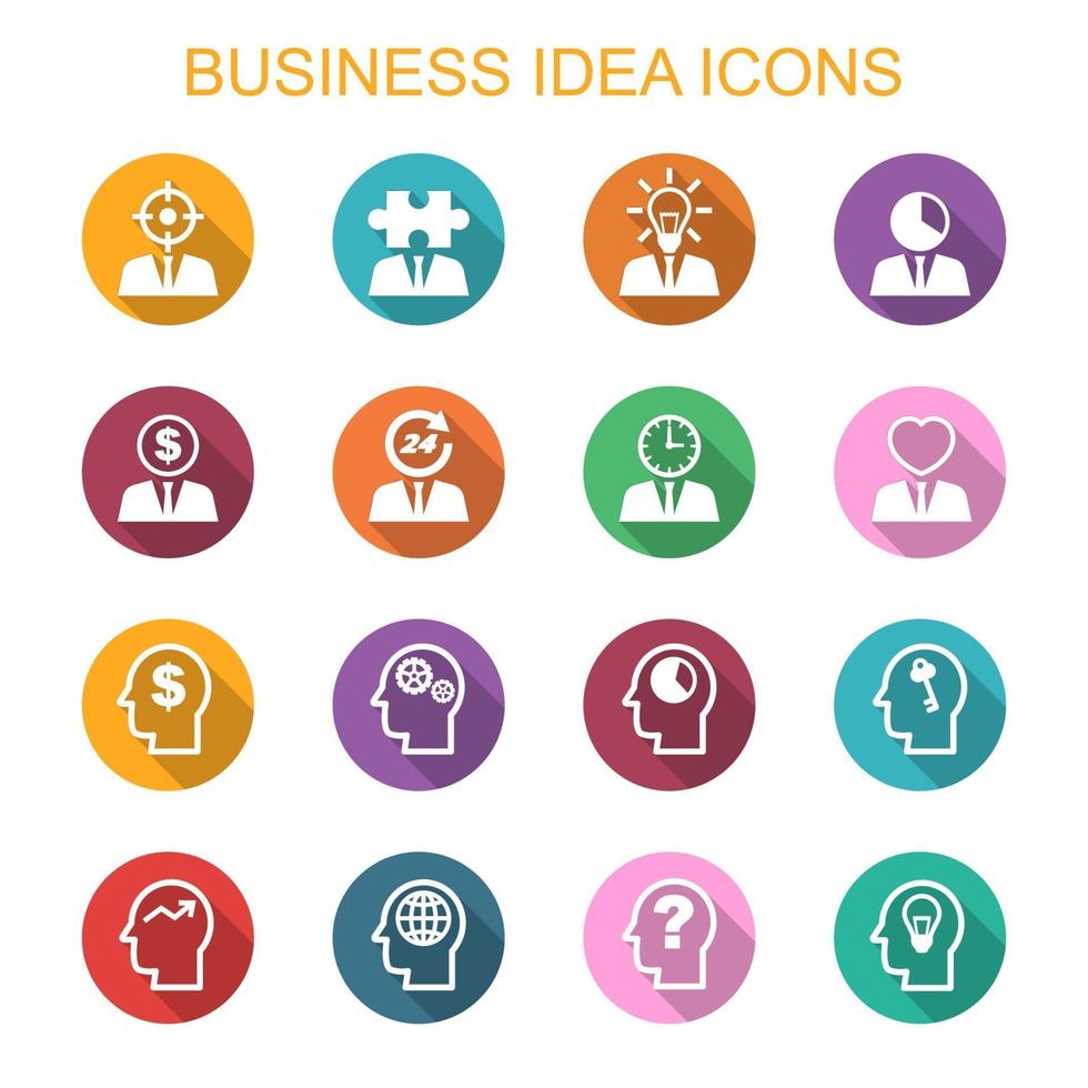 business long shadow icons vector