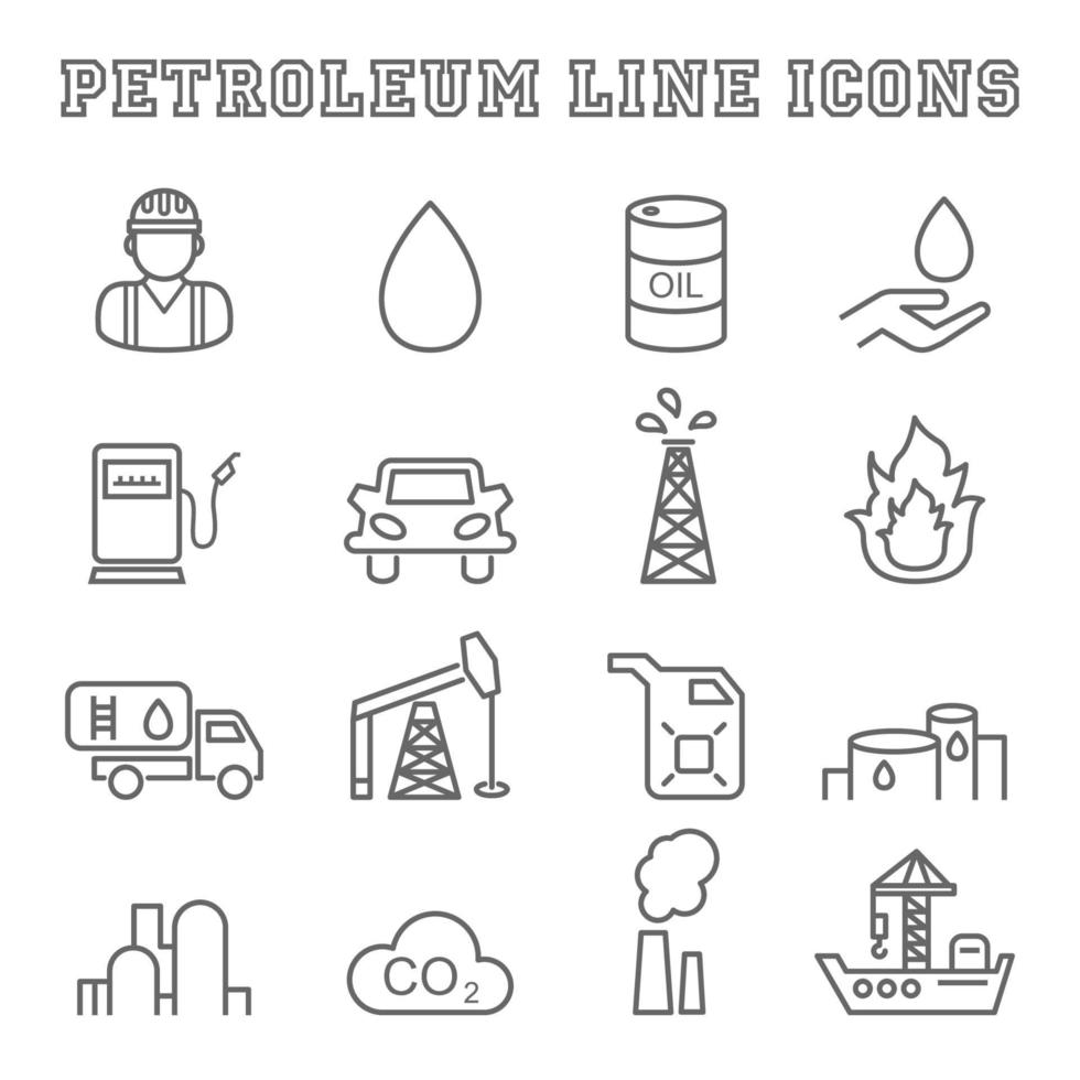 petroleum line icons vector