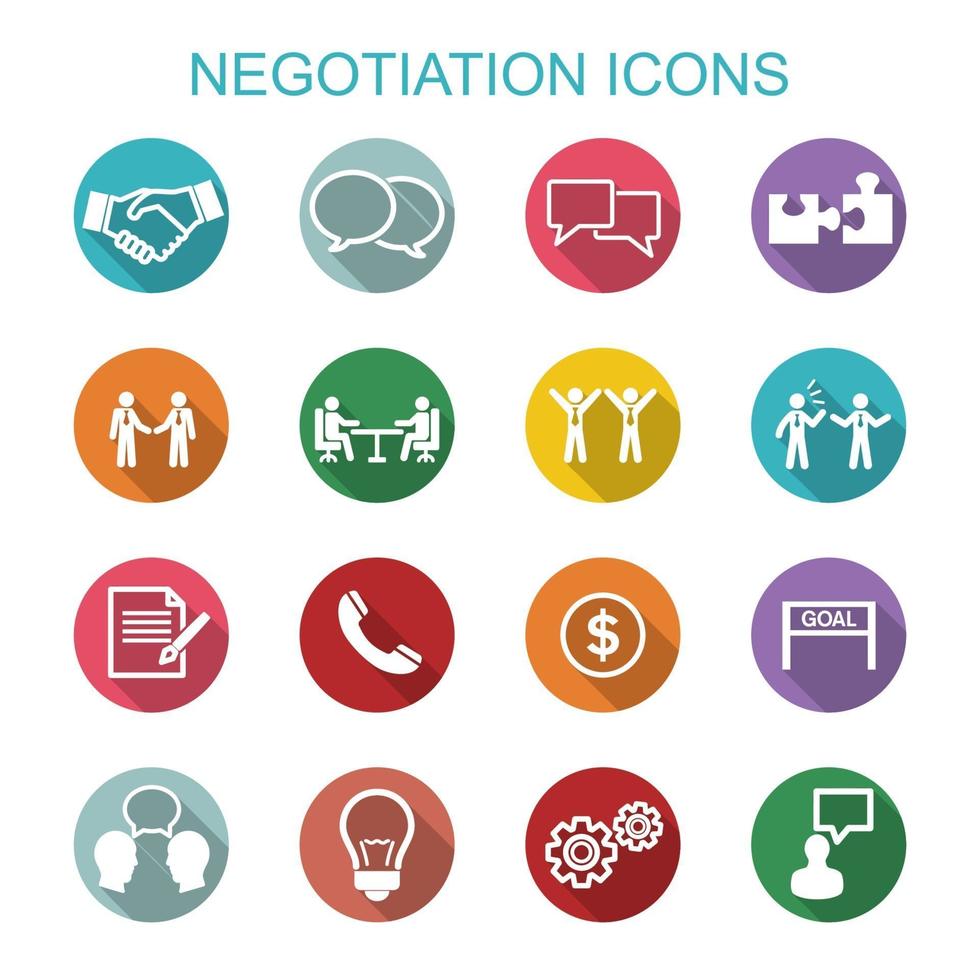 Negotiation long shadow icons vector