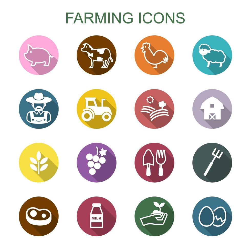 farming long shadow icons vector