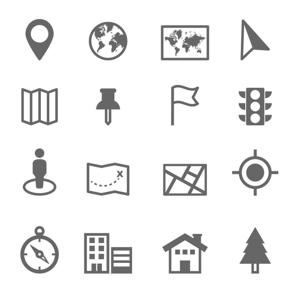 map and location icons vector