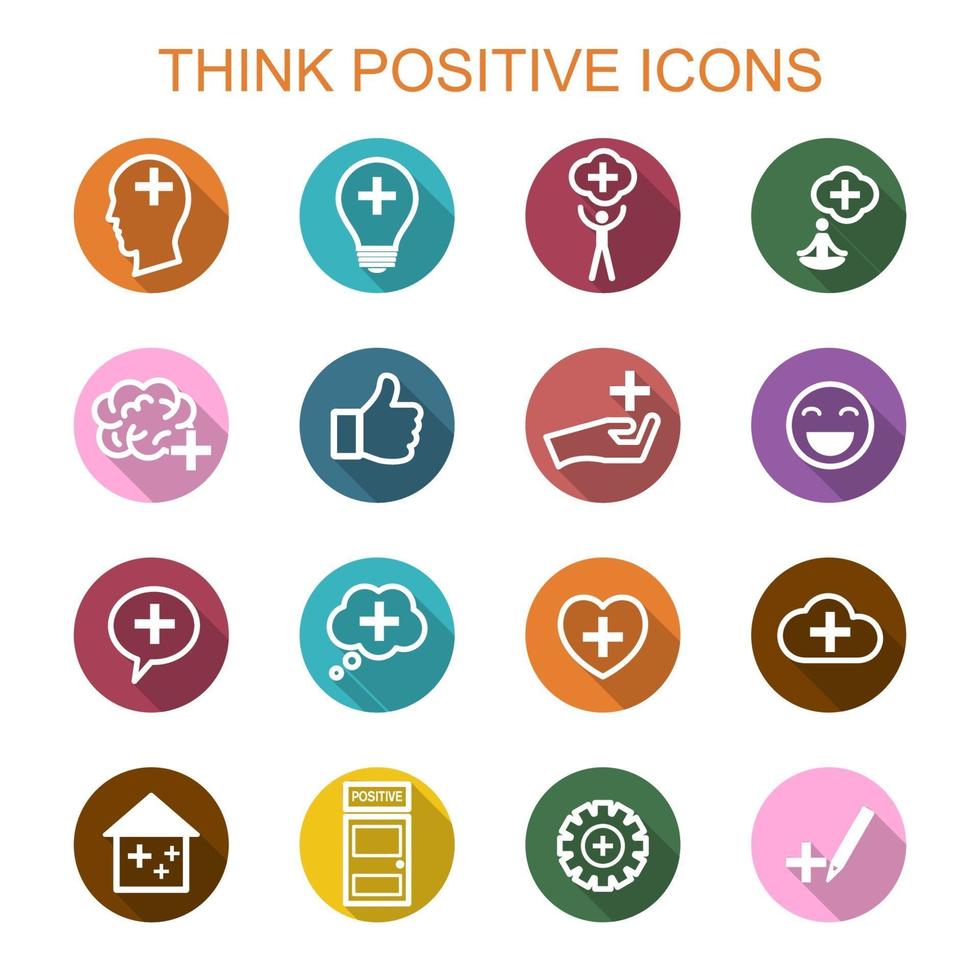 think positive long shadow icons vector