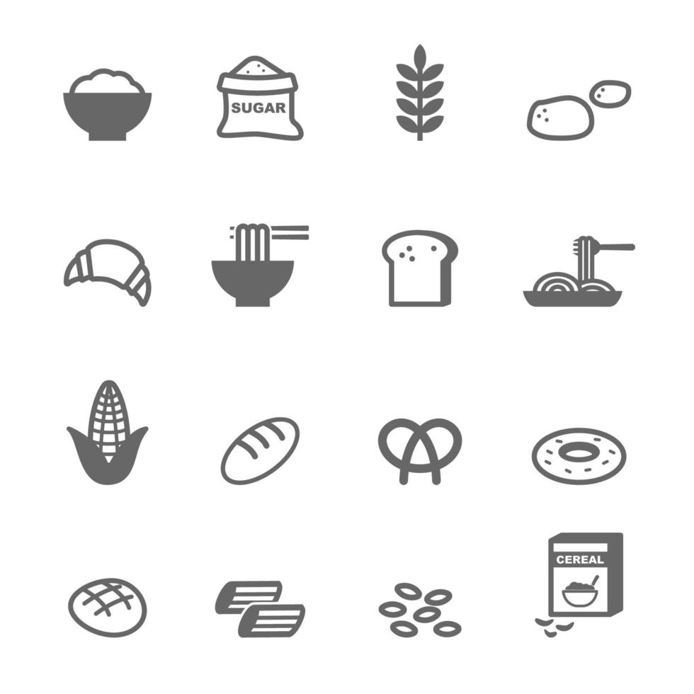 iconos de comida de carbohidratos vector