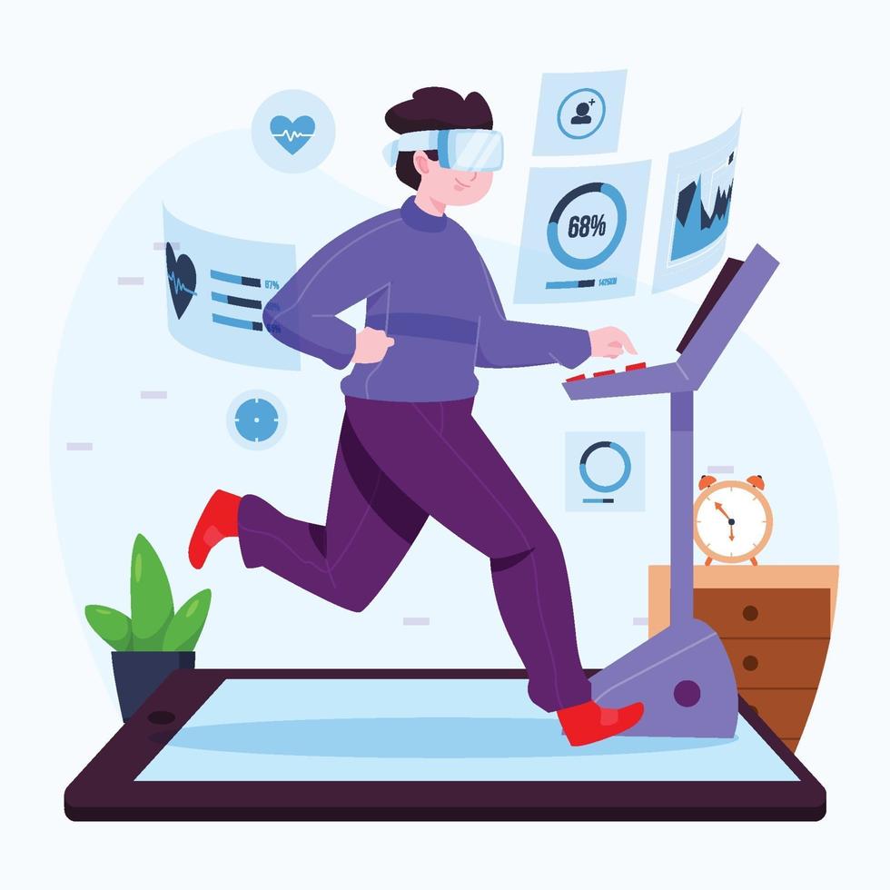 Virtual Gym From Home Concept vector