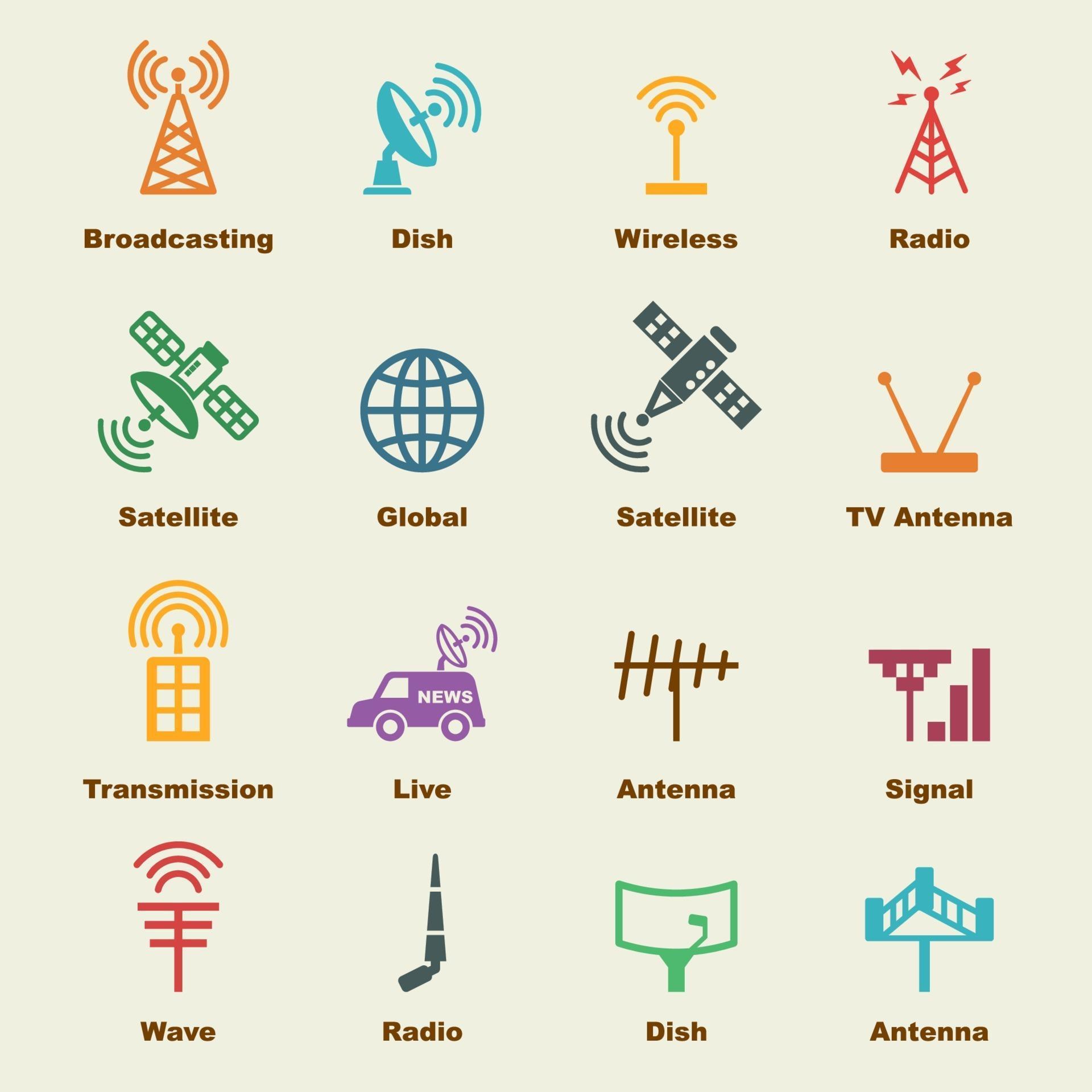 antenna and satellite elements 2181095 Vector Art at Vecteezy