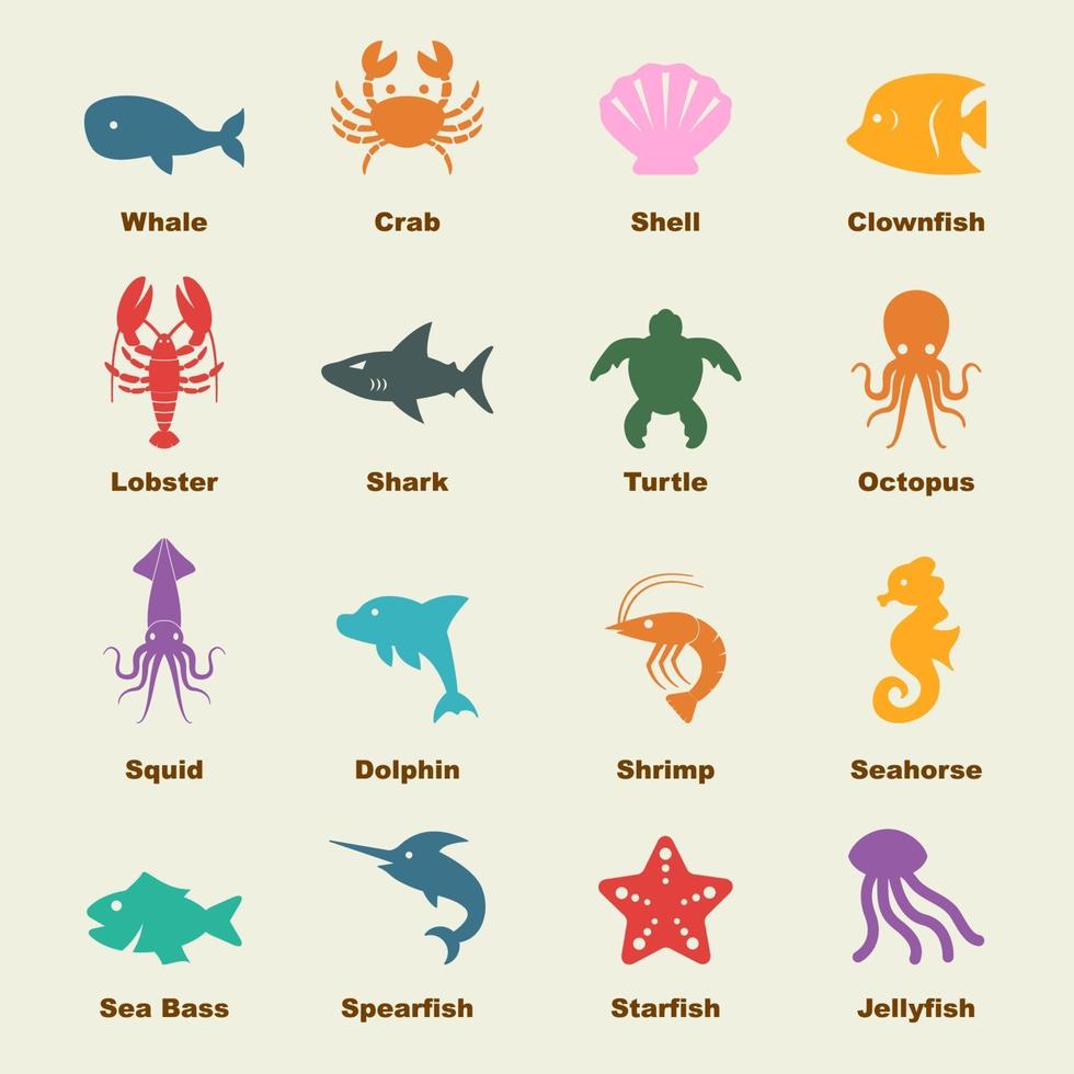 marine life elements vector
