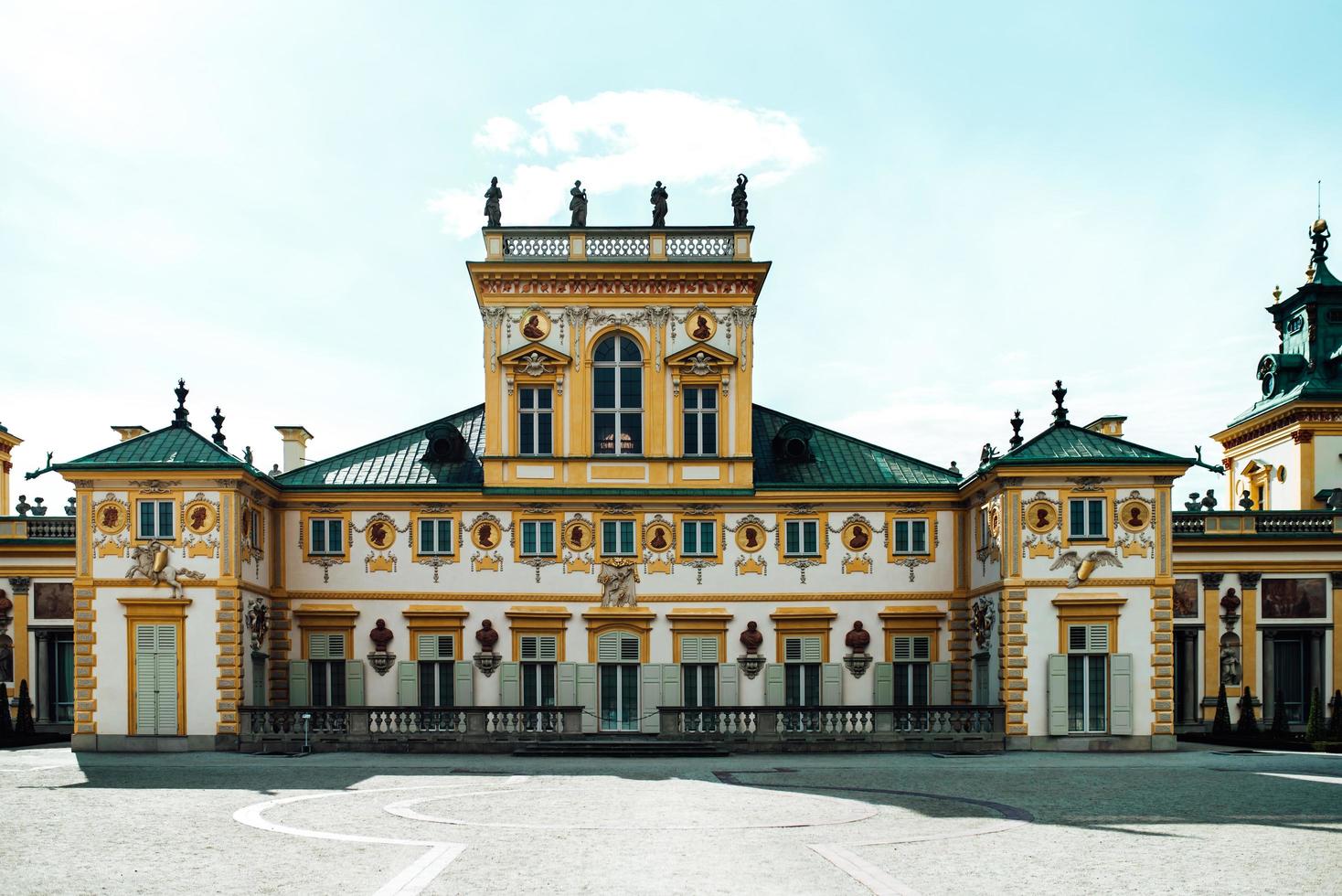 Warsaw, Poland 2017- Old antique palace in Warsaw Wilanow, with park architecture photo