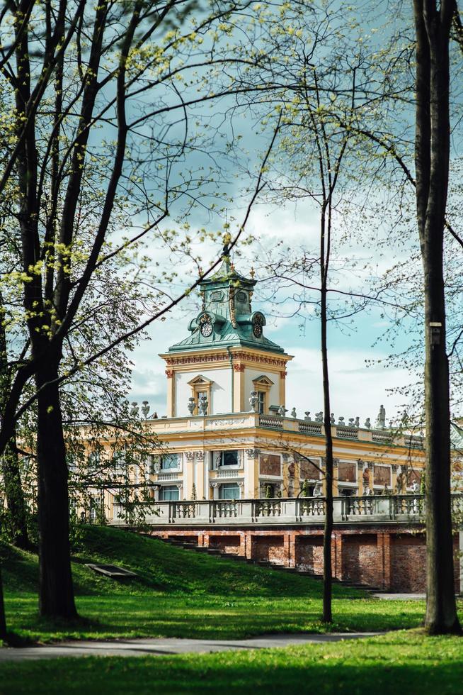 Warsaw, Poland 2017- Old antique palace in Warsaw Wilanow, with park architecture photo