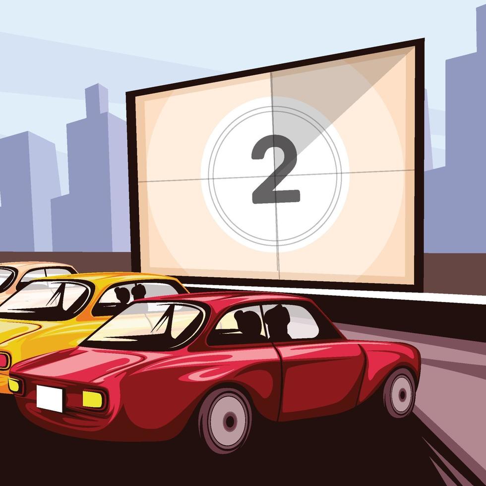 Drive In Cinema in Retro Style Design vector