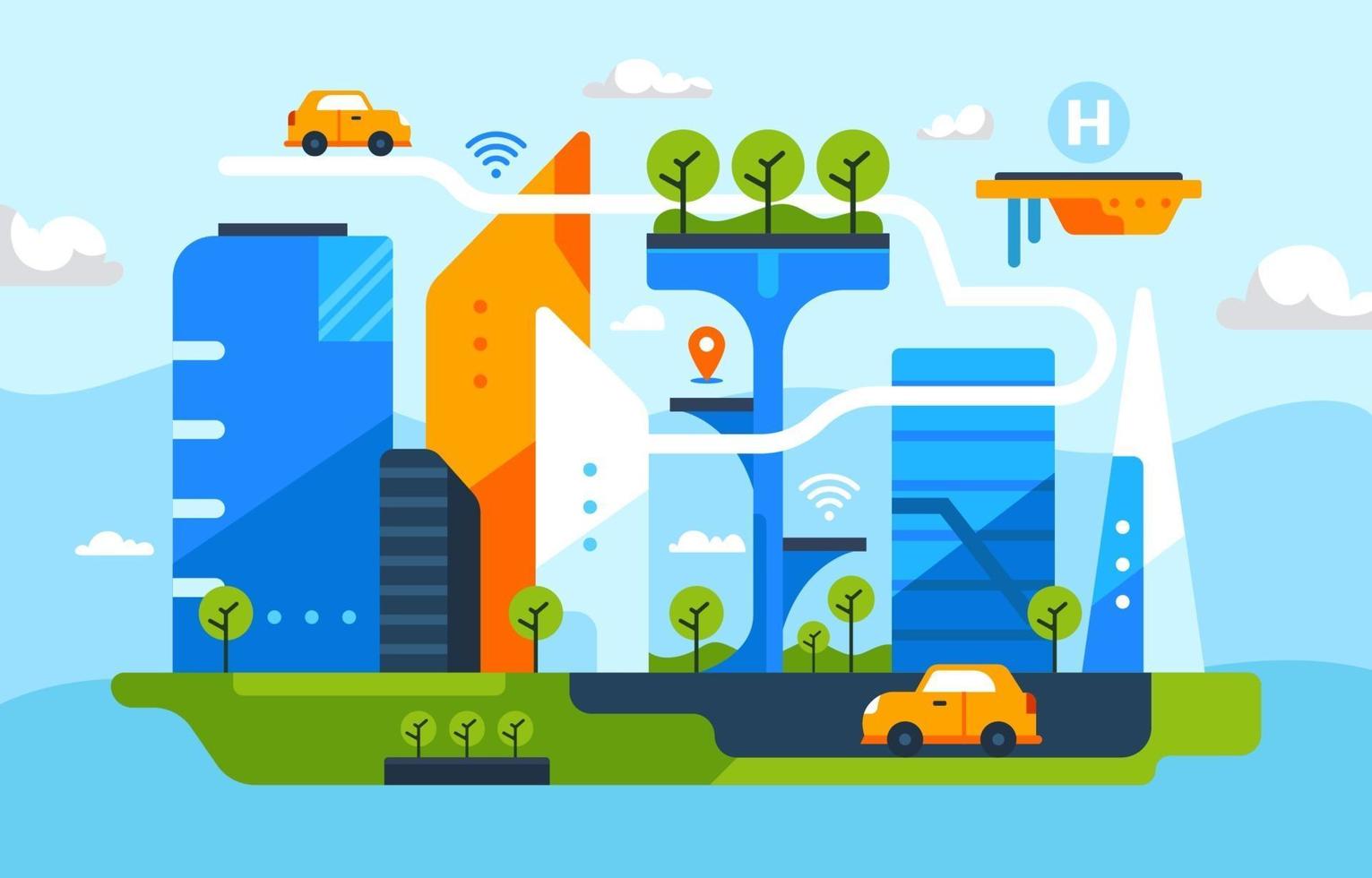 Smart City Concept in Flat Design vector