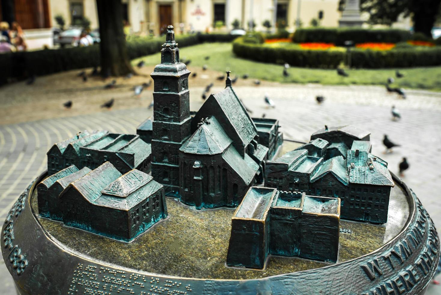 Cracovia, Polonia 2017- una miniatura de bronce fundido de Cracovia en Polonia foto