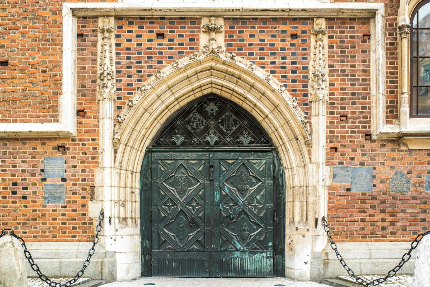 20170- Classic European vintage wood with metal door photo