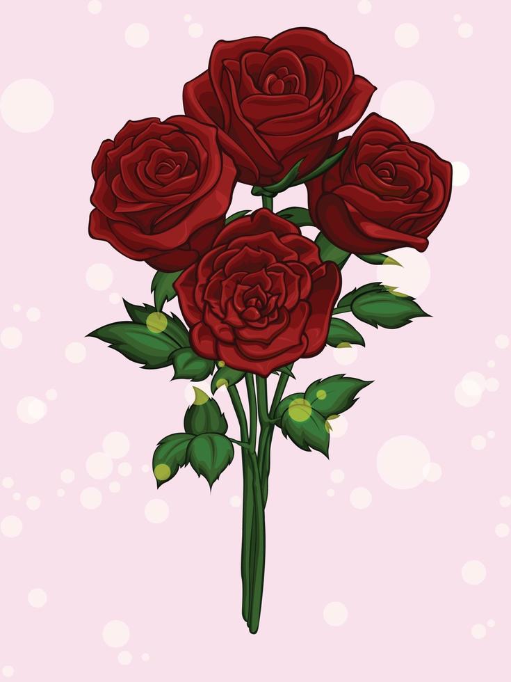  ramo de flores de rosa roja flor de dibujos animados illustration.eps   Vector en Vecteezy
