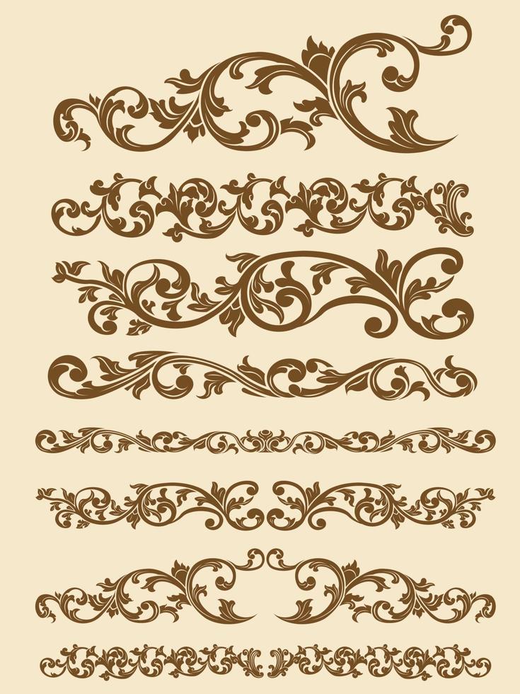 elemento decorativo del vector de la línea divisoria ornamental javanes