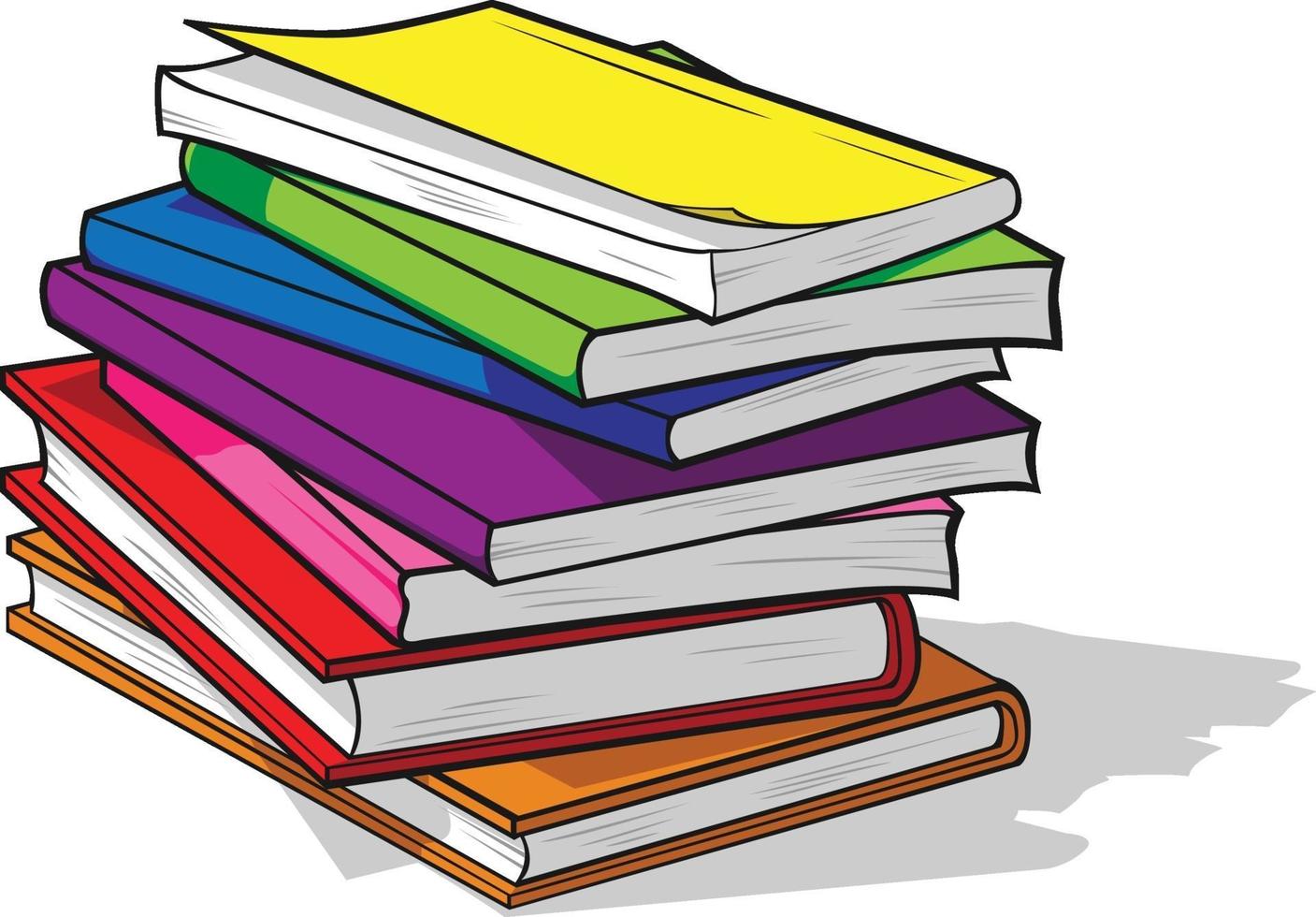 Colorful Study Text Books Pile Education Cartoon Illustration Vector