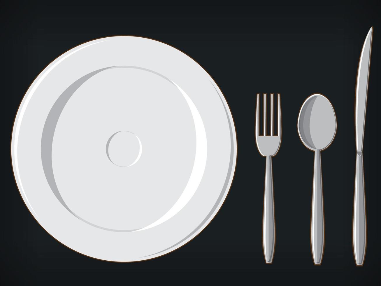 banquete utensilios de comedor formal plato tenedor cuchara cuchillo ilustración vector