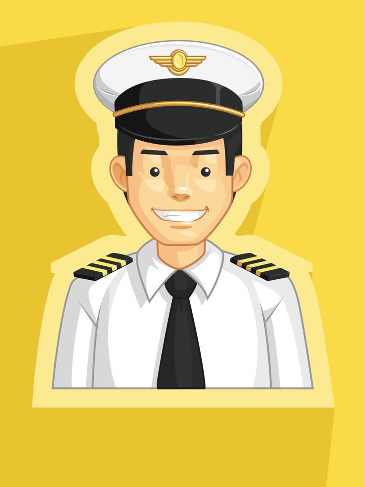 mascota, piloto, fuerza aérea, oficial, perfil, avatar, caricatura, ilustración vector