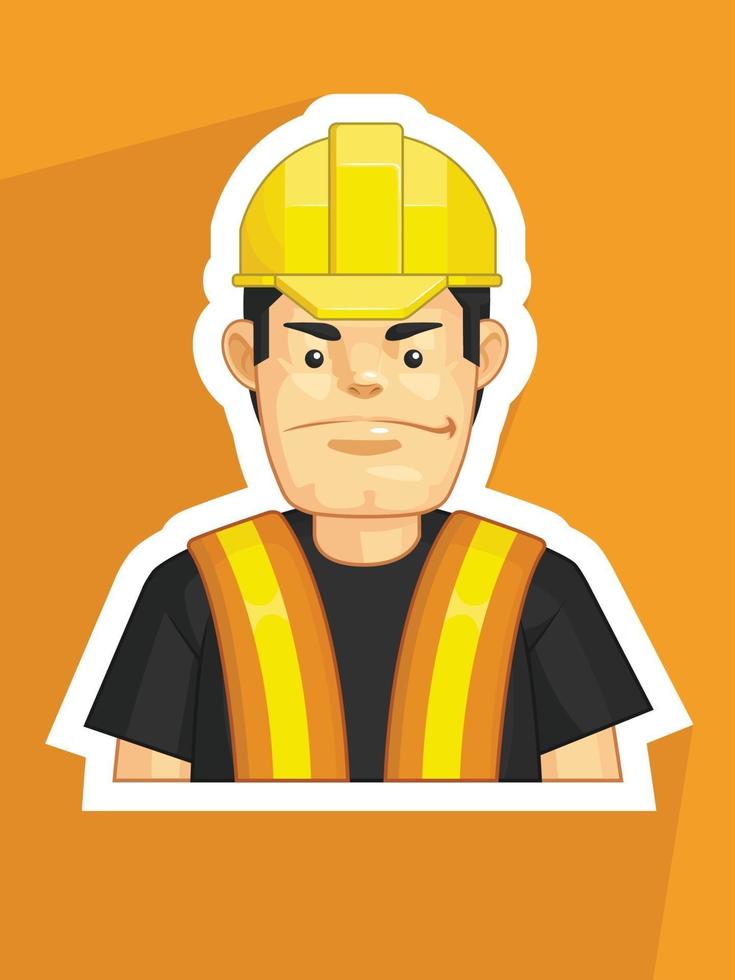 profesión, mascota, trabajador de la construcción, perfil, avatar, caricatura, dibujo vector