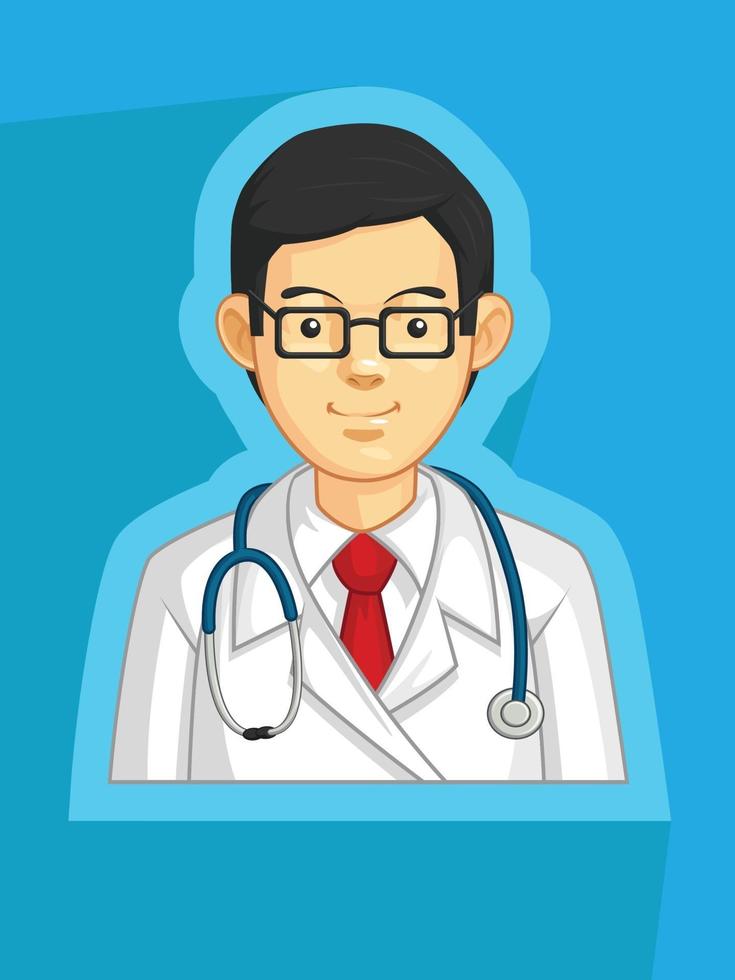 doctor en medicina médico general médico perfil avatar dibujos animados vector