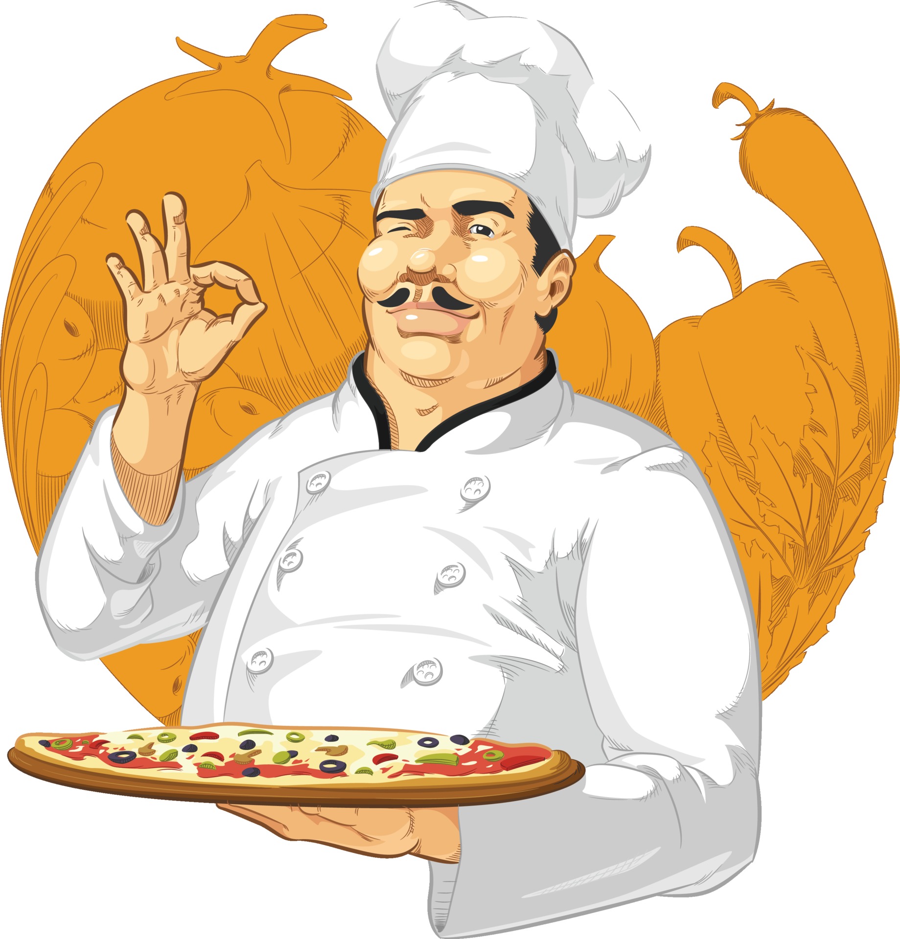 Pizzeria Restaurant Chef Pizza Maker Cook Parlor Cartoon Mascot 2181646