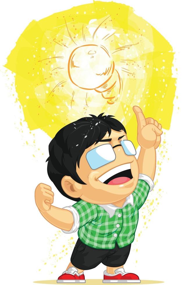 eureka aha moment bombilla de luz innovación idea ilustración de dibujos animados vector