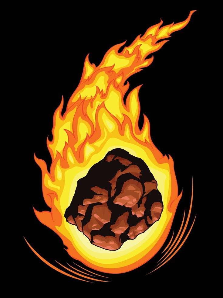 Comet Meteor Fall Burning Asteroid Cartoon Vector Illustration Drawing