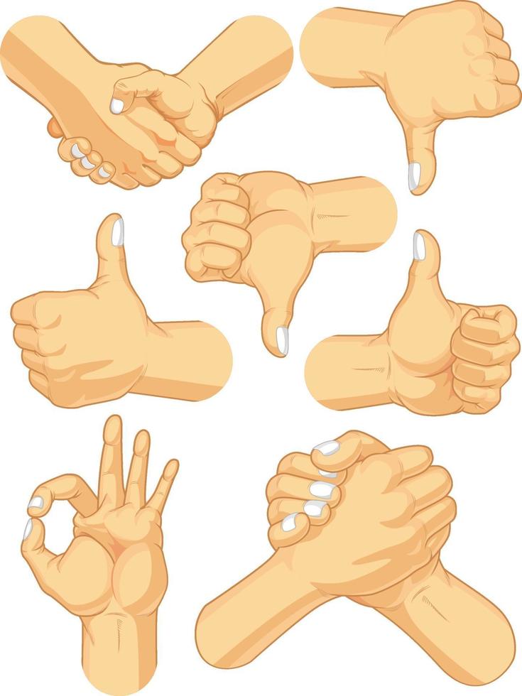 Hand Gesture Finger Sign Language Symbol Cartoon Illustration Drawing vector