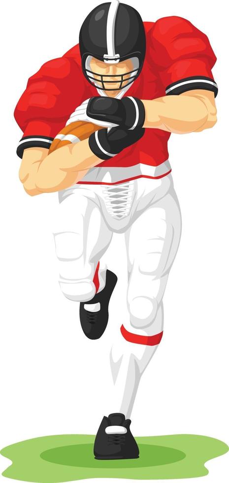 American Football Running Back Player Cartoon Illustration Drawing vector