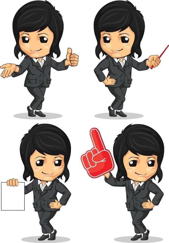 Female Company Executive Businesswoman Mascot Cartoon Vector Drawing